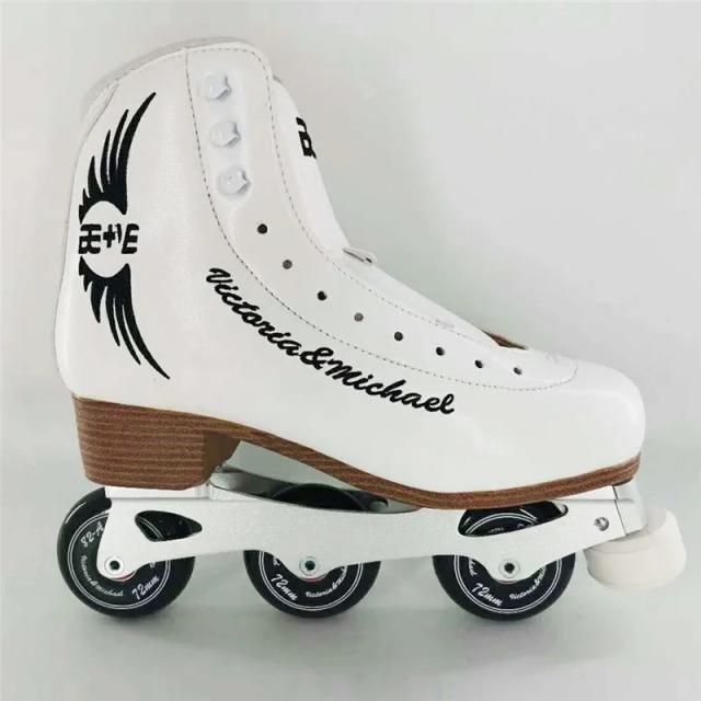 Sapatos de Skate para Dança com Freio - Patins Triplos Inline para Masculino e Feminino, Tamanhos 30 a 45, Design Branco e Preto, BE + VE