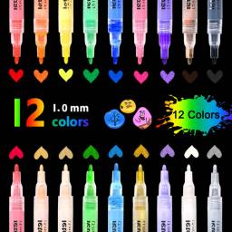 12 cores canetas de tinta acrílica à prova dwaterproof água marcador permanente canetas de acrílico para diy pedra rocha canecas de vidro cerâmico madeira - Image 1