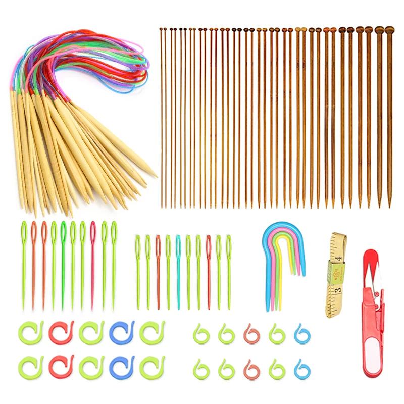 Agulhas de tricô crochê conjunto de agulhas de tricô diy agulha arte artesanato tesoura ponto marcador ferramentas de costura fio tricô ferramentas - Image 1