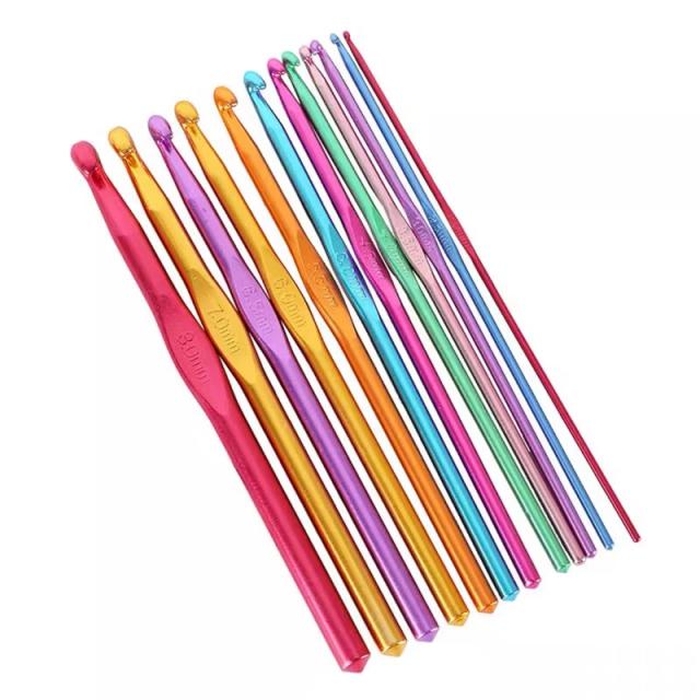 Agulhas de Crochê e Tricô Coloridas de Alumínio 2-8mm para Acessórios de Costura e Projetos DIY