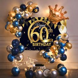 40 ° kit de decoração de festa de aniversário, balões metálicos dourados e azuis, guirlanda com plano de fundo para homens e mulheres, decoração de festa - Image 4