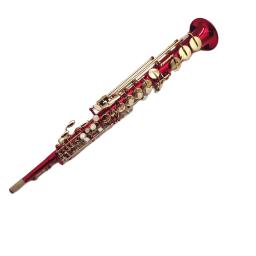 Soprano saxofone b plana vermelho cobre lacado ouro sax chaves de bronze woodwind instrumento com caso bocal frete grátis - Image 3