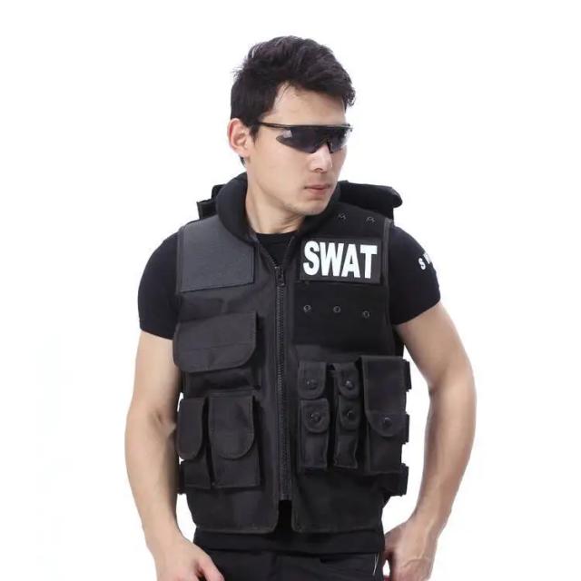 Colete Tático Masculino Preto Genuíno com Proteção à Prova de Balas - Equipamento CS