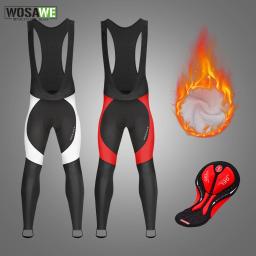 WOSAWE-Inverno Velo Térmico Ciclismo Calças Bib, Mountain Bike Zipper Calças Justas, Pro Team Gel Acolchoado Calças Compridas, MTB Calças - Image 2