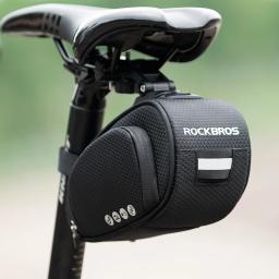 ROCKBROS-Bolsa para selim de bicicleta à prova de chuva e choque, suporte para assento com traseira reflexiva, alta capacidade, para mountain bike, MTP, acessório - Image 6