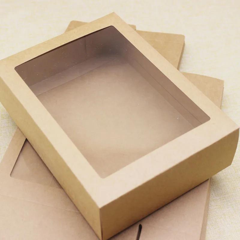 DIY Pacote Caixa com Janela, Presentes de Natal, Embalagem de Papel, Kraft, Cor Branca, Tamanho Grande, Doces, Dedos, 22x16x6cm, 10Pcs - Image 1