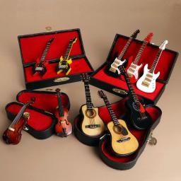 Mini guitarra em miniatura instrumentos musicais réplica mini elétrico baixo ukulele mandolin dollhouse acessórios coleção - Image 1
