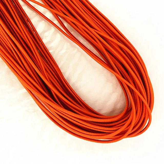 Faixa Elástica de Borracha Laranja de 2mm com Alta Elasticidade para Acessórios de Costura - Disponível em 5 a 20 Metros