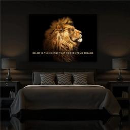 Leão tigre posters animal energia seus sonhos motivacional quadros em tela nordic parede arte da imagem em tela decoração do quarto - Image 2