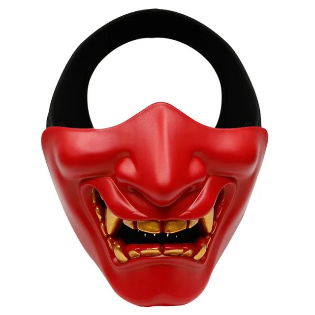 Crânio samurai paintball máscara meia face máscaras táticas wargame engrenagem traje de halloween cosplay máscara de caça