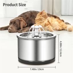 Bebedouro automático com filtro, Pet Drink Fountain, Suprimentos de água de aço inoxidável para gato e cachorro, 2L - Image 2