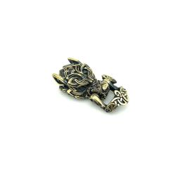 Edc ferramenta ao ar livre diy acessórios para pulseira tecelagem paracord multifunções fivela de bronze cabeça lobo/dropshipping - Image 2