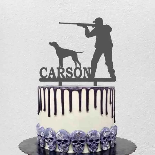 Decoração Personalizada para Aniversário: Silhuetas de Nome, Caçador e Cachorro