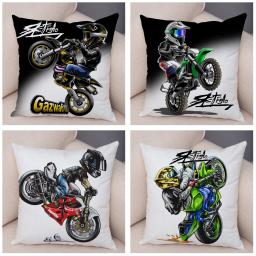 Capa de almofada da motocicleta dos desenhos animados decoração esportes radicais fronha macio pelúcia móvel bicicleta travesseiro para o sofá casa crianças quarto - Image 4