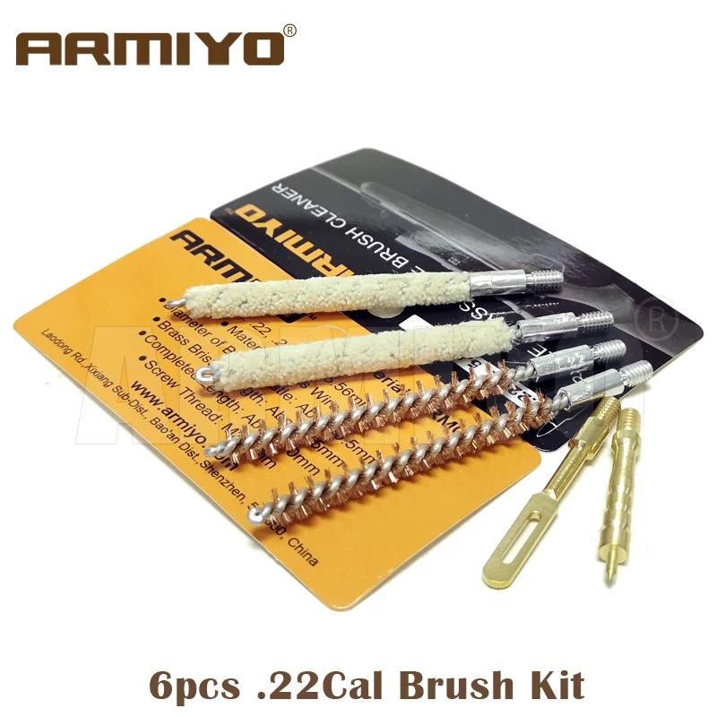 Armiyo. 22cal 5.56mm escova kit limpeza cotonetes 6 pc/set latão depósitos de carbono remendo extrator titular linha 8-32 acessórios caça - Image 1