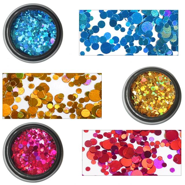 Caixa de Lantejoulas Redondas Ultra Finas para Decoração de Unhas - Glitter Colorido Laser para DIY e Manicure Artesanal