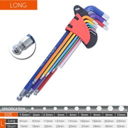 Conjunto Chave Allen para Reparação de Bicicletas, Kit Chave L, Parafuso Hexagonal, Braço Longo, 1.5mm a 10mm, Chave Sextavada, Ferramentas Manuais, 9Pcs - Image 6