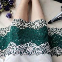 Tecido de renda elástico para decoração artesanal, 3 metros de alta qualidade, verde e branco, super amplo de 20cm, faça você mesmo, decorativo, chantilly, com elasticidade - Image 3