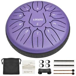 LEKATO-Tongue tambor com saco de transporte, D Tune, percussão Handpan, Acessórios Instrumento Musical, Drum Pad, tanque, varas, 11 Notas, 6" - Image 2
