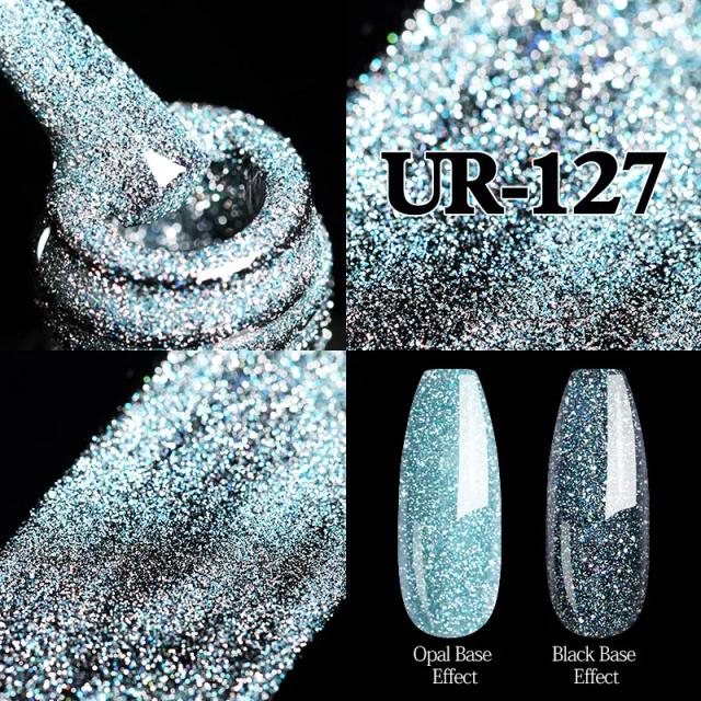 Verniz Refletivo UR SUGAR para Unhas - Rosa Brilhante e Vermelho, Gel Semi Permanente com Efeito LED UV, 7,5 ml