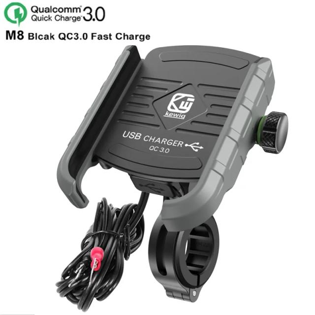 Suporte de Celular para Motocicleta com Carregador USB Sem Fio QC 3.0 para iPhone e Samsung com GPS