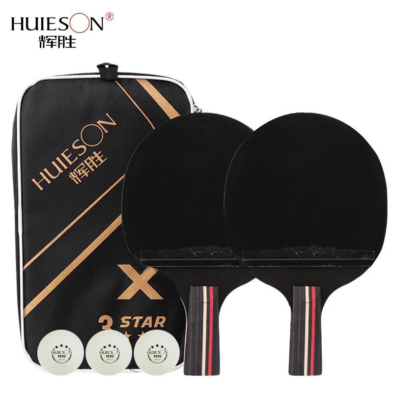 Huieson-Raquete De Tênis De Mesa Conjunto Com Saco, Duplo Espinhas-In, 3 Estrelas Ping Pong Paddle, 2Pcs, Sem Bola - Image 1