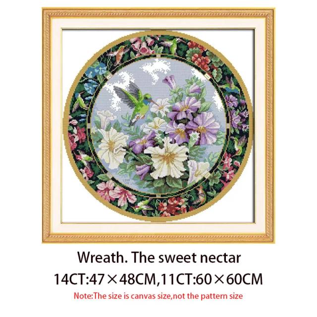 Guirlanda de Bordado Artesanal em Tela Impressa - Conjunto DIY de Ponto Cruz 11ct/14ct para Decoração de Casa