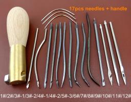 Conjunto de agulhas de costura profissional, 17 peças, artesanato, sapateira, linha de costura, agulha de gancho, cortador de faca + cabo - Image 1
