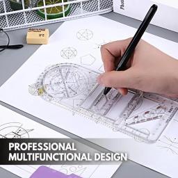Régua geométrica multifuncional modelo de desenho geométrico ferramenta de medição para material de escritório escolar escola arquitetura de escritório - Image 2