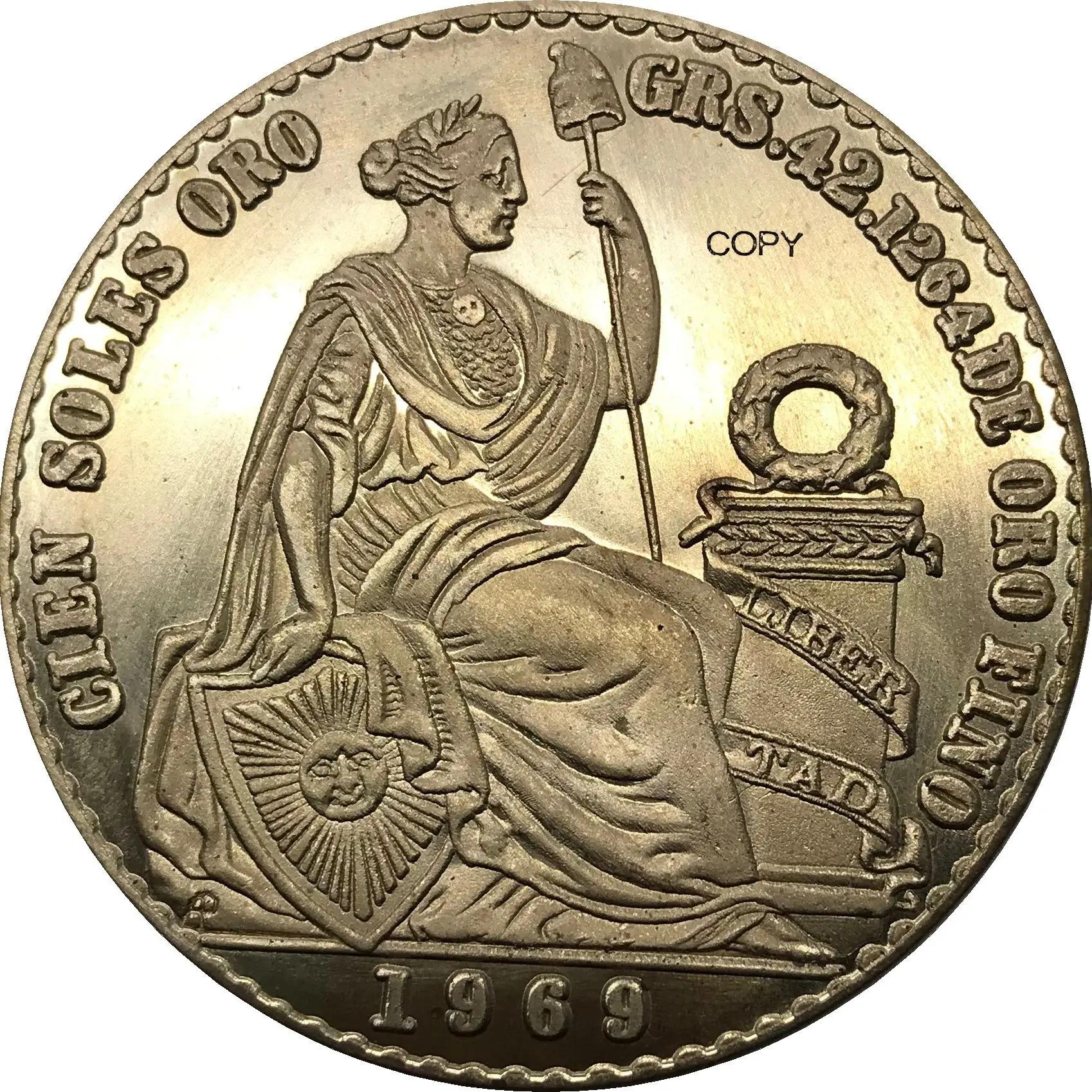 Moeda Colecionável de Ouro Peruano, Copiar Moedas, 100 Soles, Oro Metal, Latão, 100 Pesos Lembrança - Image 1