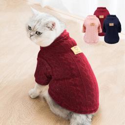Suéter de malha para gatos, roupa fofa para cachorros, filhotes, clássica, rosa, outono e inverno, vestuário para animais de estimação - Image 1