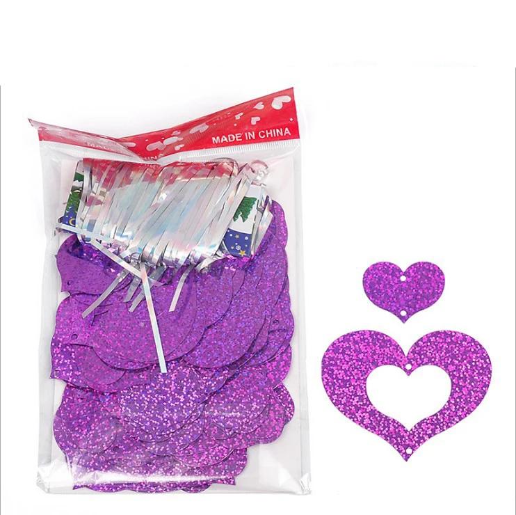 100 pçs coração laser sequined chuva balão pingente dia dos namorados proposta casamento decoração de aniversário balões festa accessorie - Image 1