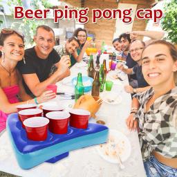 Crianças inflável cerveja pong triângulo tampa jogando jogo interativo prop brinquedo chapéu anéis jogar jogo engraçado gramado ao ar livre partes brinquedos - Image 4