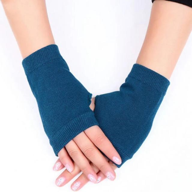 Luvas de Lã Falsa Meio Dedo Femininas Inverno