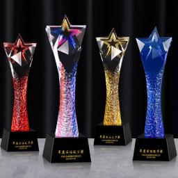 Troféu de cristal estrela de cinco pontas criativo, coluna torcida, prêmio de letras personalizadas, troféu universal, high-end - Image 4