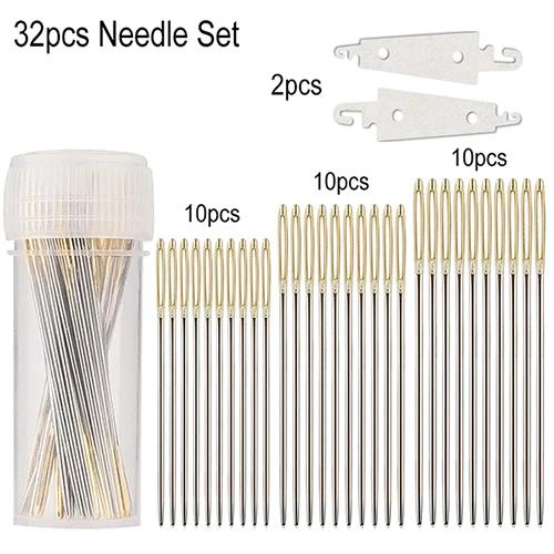 Agulhas de Costura à Mão com Metal Threader, Ferramentas De Costura, Ponto Cruz, Olho Grande, D & D, 30pcs, 2pcs - Image 1