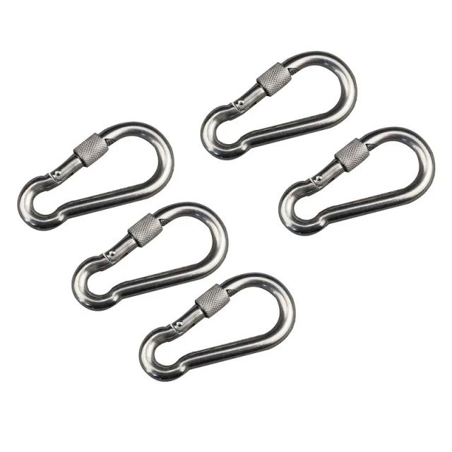 Clipes Mosquetão Aço Inox 304 C/ Trava 5mm 6mm 7mm 8mm Pacote 5 Peças