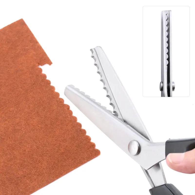 Tesoura de costura manual de aço inoxidável preto do alfaiate tesouras de artesanato têxtil ondulado borda que faz a ferramenta - Image 1