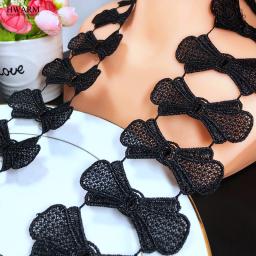 10 quintal 7cm laço preto laço fita de tecido poliéster luz solúvel em água decoração do laço flor costura guarnição diy acessórios do laço - Image 1