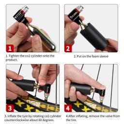 Oeste biking-portátil co2 bomba para bicicleta, co2 inflator com manga isolada, schrader e válvula presta, mini acessórios de bicicleta - Image 6