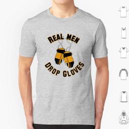 Hóquei no gelo, luvas de queda de homens reais-amarelo & preto t camisa de algodão 6xl hóquei no gelo - Image 1
