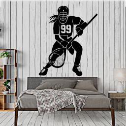 Lacrosse pôster de parede feminino, camisa personalizada, decoração murais da lacrosse, adesivos de parede esportivos para crianças, quarto lc1707 - Image 4