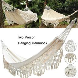Rede de lona para uso ao ar livre, cama pendurada, cama de solteiro e casal, rendas, jardim, varanda - Image 2