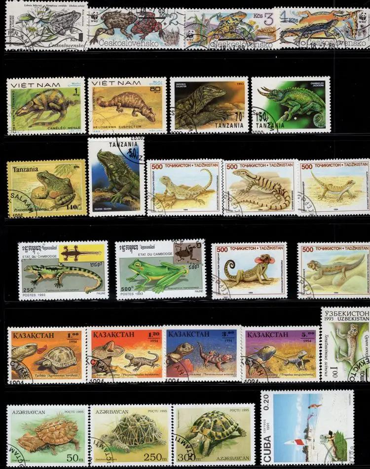 50 Pçs/lote Réptil Animais Selo Selos postais Tema Diferente De Muitos Países NÃO Repetir com Pós Marca para a Coleta de - Image 1