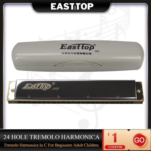 Harmônica Tremolo em C para Iniciantes: T2701 com 24 Furos, Estojo Duro e Pano de Limpeza - Ideal para Crianças e Adultos