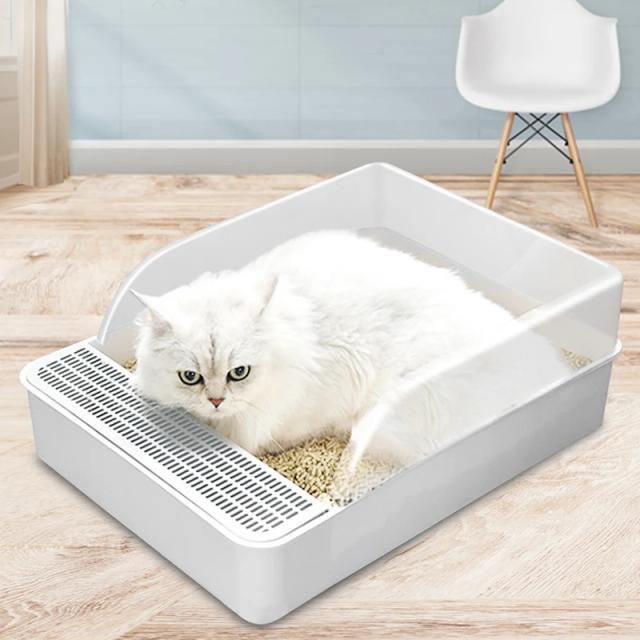 Caixa de Areia Semi-fechada para Gatos com Tampa Removível e Bandeja à Prova de Respingos