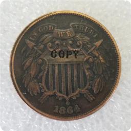 Eua 1864-1873 moeda cópia de dois centavos - Image 2