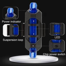 Luz da bicicleta recarregável led lanterna traseira usb cauda aviso de segurança ciclismo luz flash portátil super brilhante - Image 4