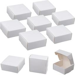 Caixa de presente quadrada dobrável Kraft, caixas artesanais para jóias, favores de festa de Natal, pequenas empresas, preto, branco, marrom, 20 pcs, 50pcs - Image 1