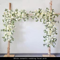 Personalizado azul branco casamento adereços arco pano de fundo festa decoração do evento flor artificial linha de seda gramado ao ar livre arranjo de flores falsas - Image 2